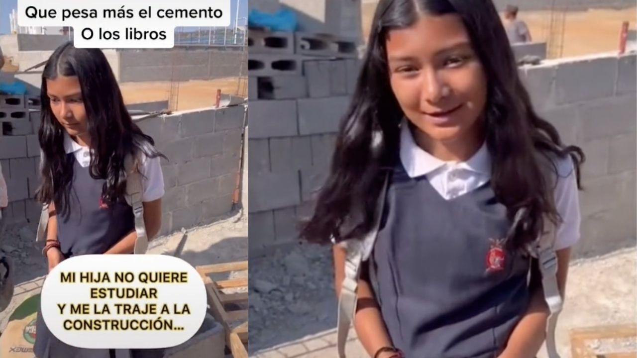 papa lleva a su hija a obra