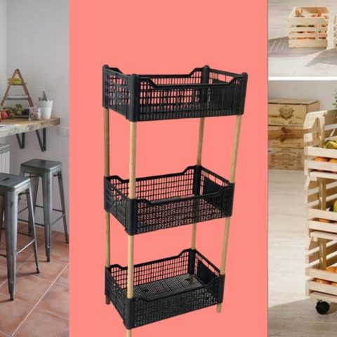 como hacer estante de cocina con huacales