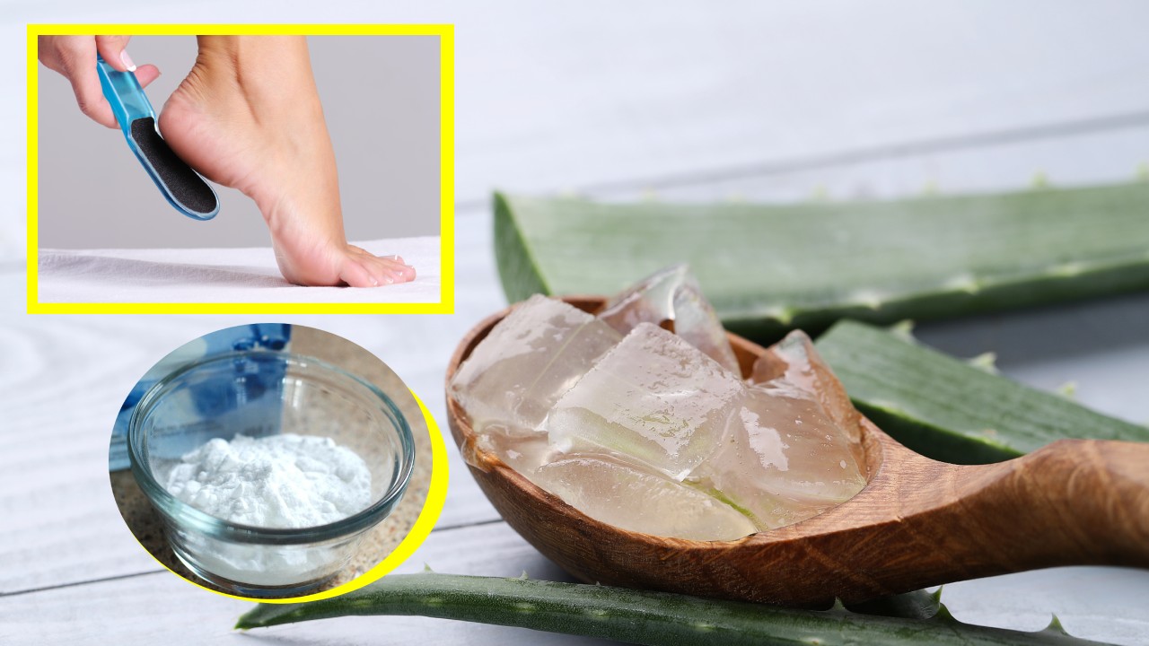 exfoliante de bicarbonato con aloe vera para talones