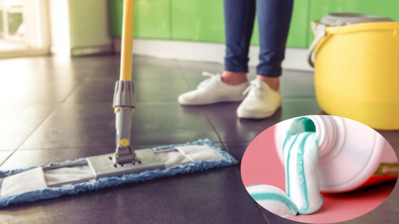 abrillantar el piso con pasta de dientes