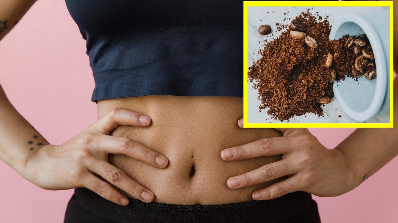 café molido para hacer una mascarilla reductora de abdomen