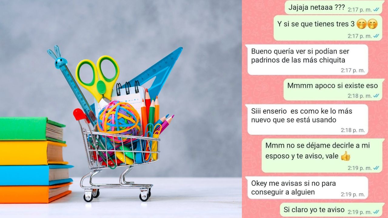 mujer pide padrinos de utiles