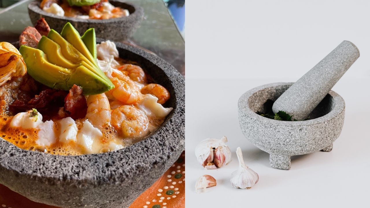 Molcajete de piedra y de cemento