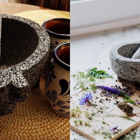 molcajete de piedra y de cemento