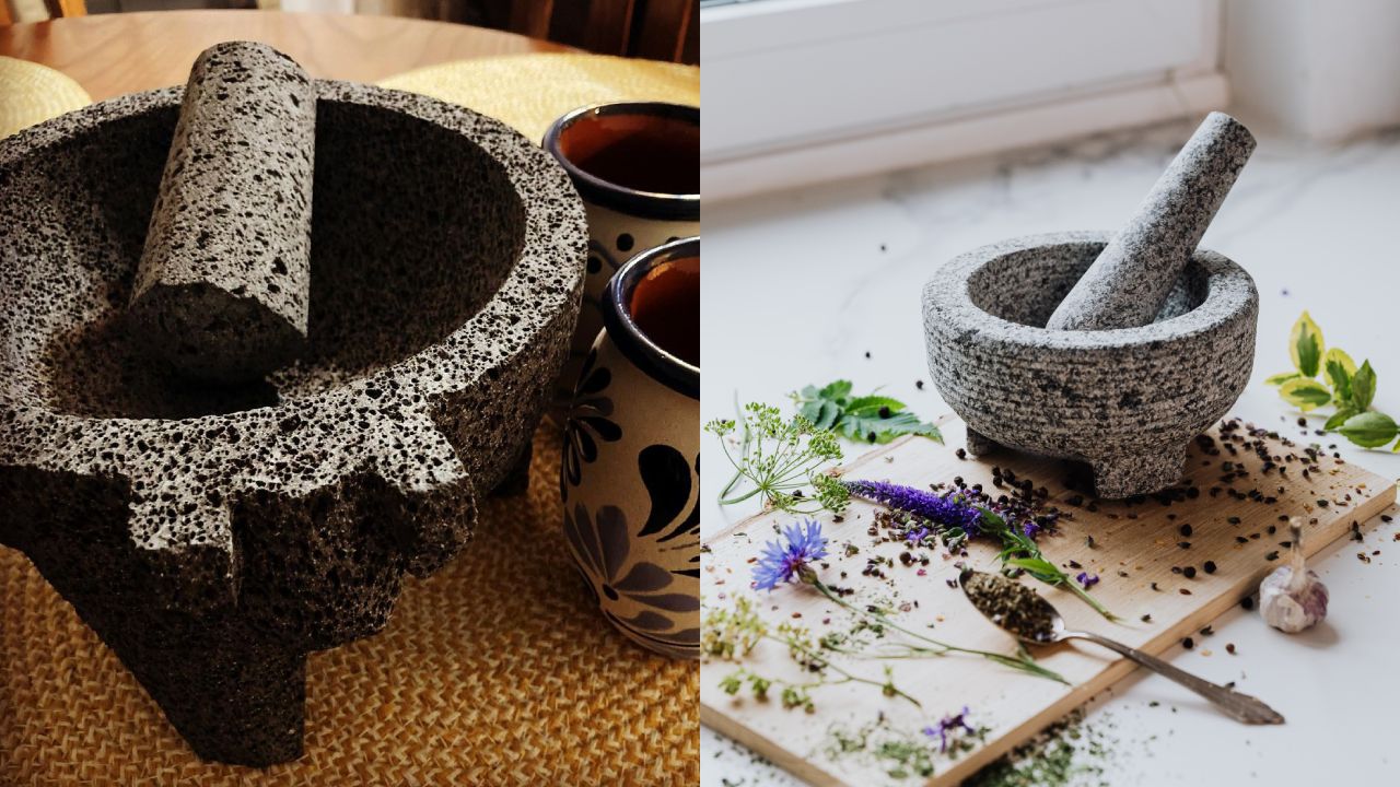 molcajete de piedra y de cemento