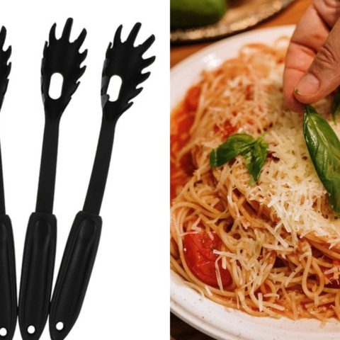 cucharón para espagueti tiene un orificio al centro