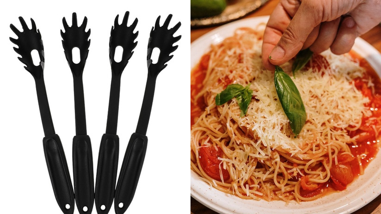 cucharón para espagueti tiene un orificio al centro