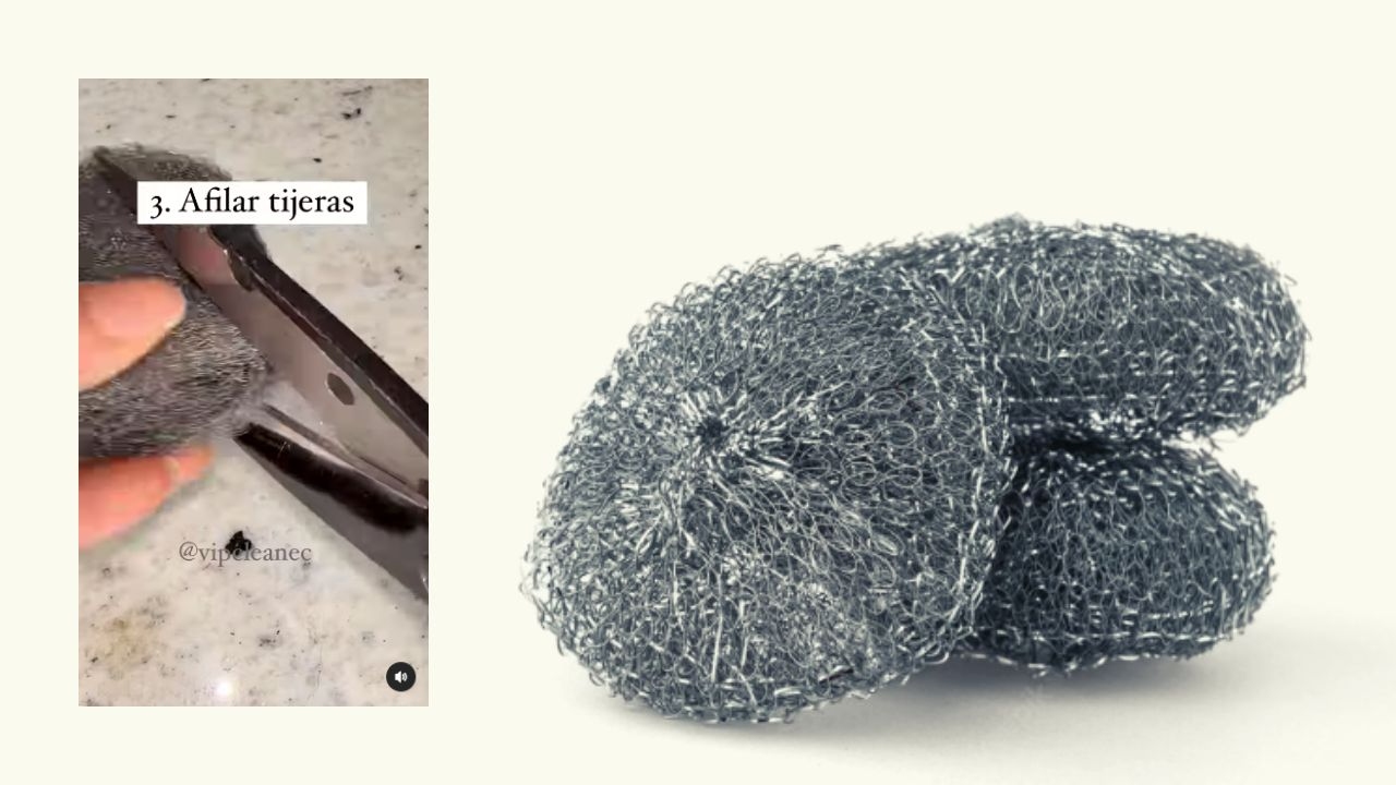 afilar tijeras con esponjas metalicas