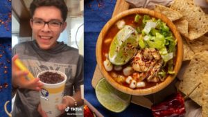 joven busca pozole botes de yogur