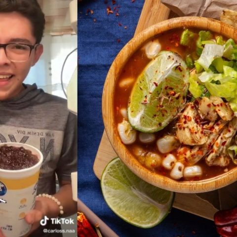 joven busca pozole botes de yogur