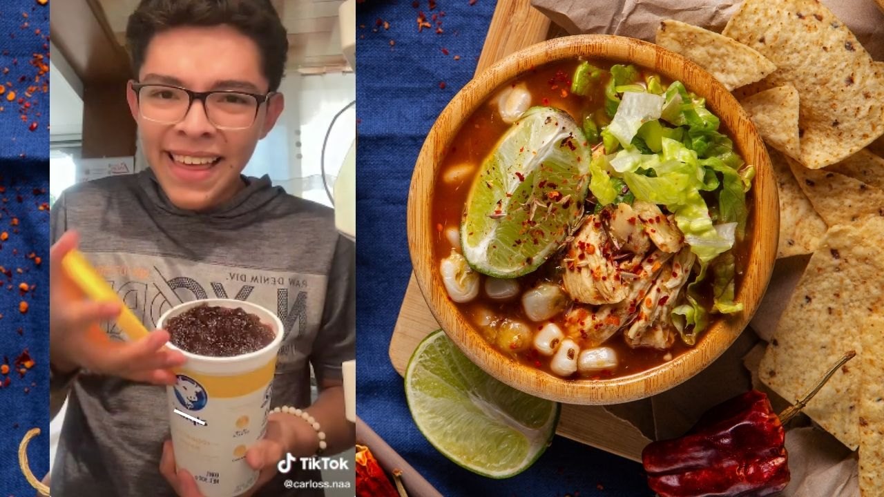 joven busca pozole botes de yogur