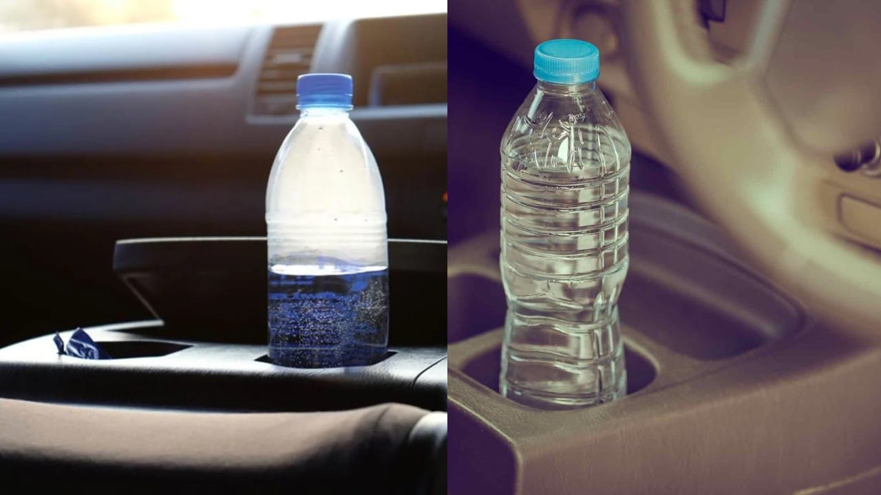 Riesgos de dejar botellas con agua en el carro