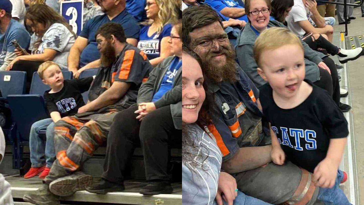 Minero llevó a su hijo al básquet