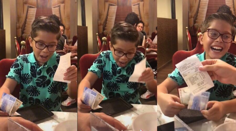 Niño invita a su papá a cenar con sus ahorros