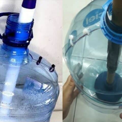 lavadora casera con una garrafa de agua