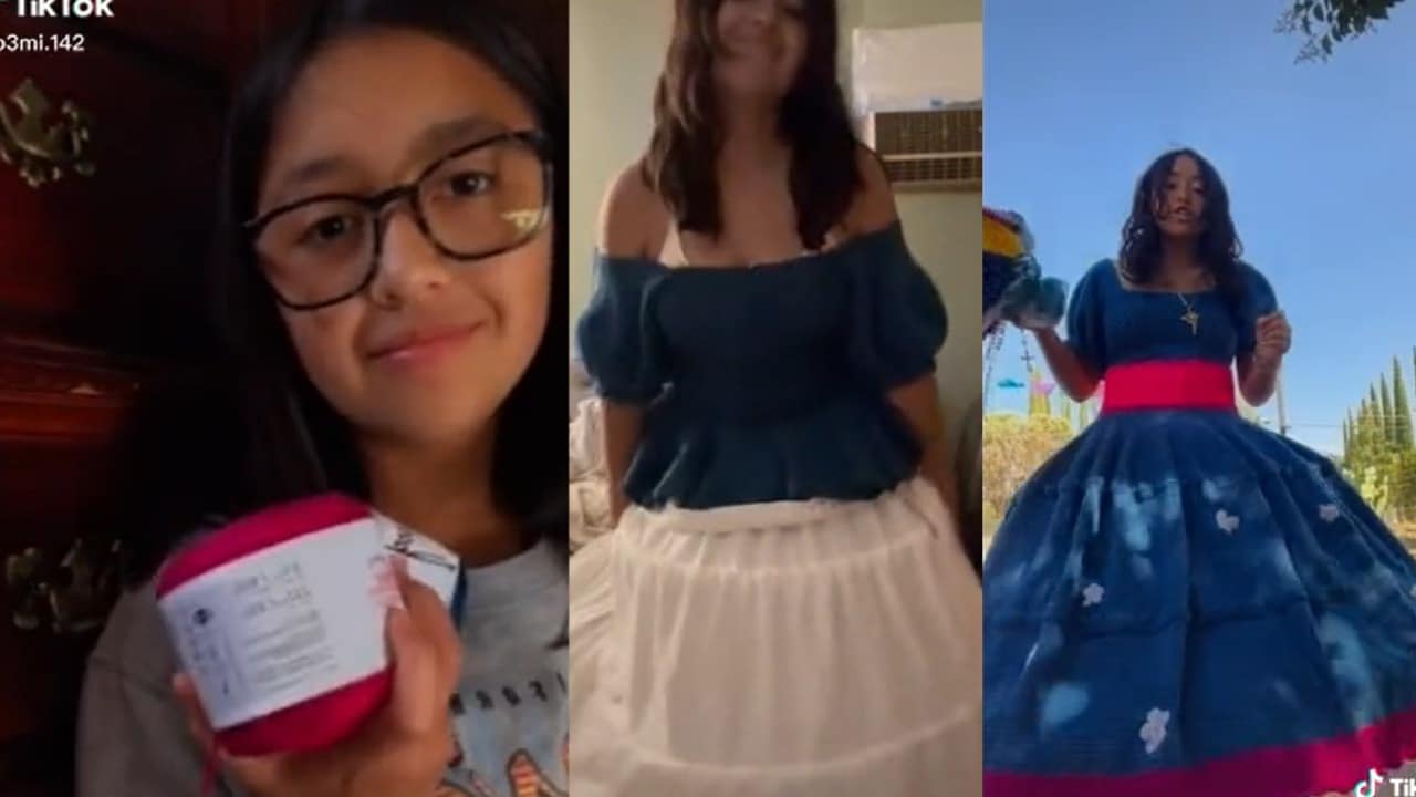 tejió su vestido de XV años