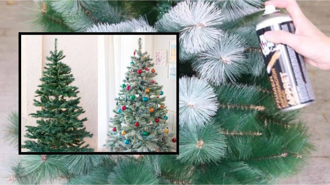 arbol de navidad pintura en spray