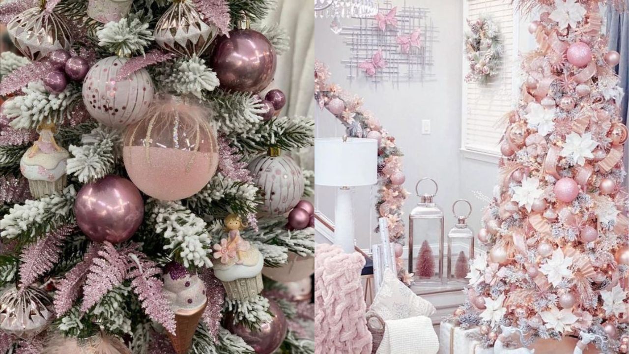 decorar arbol de navidad rosa