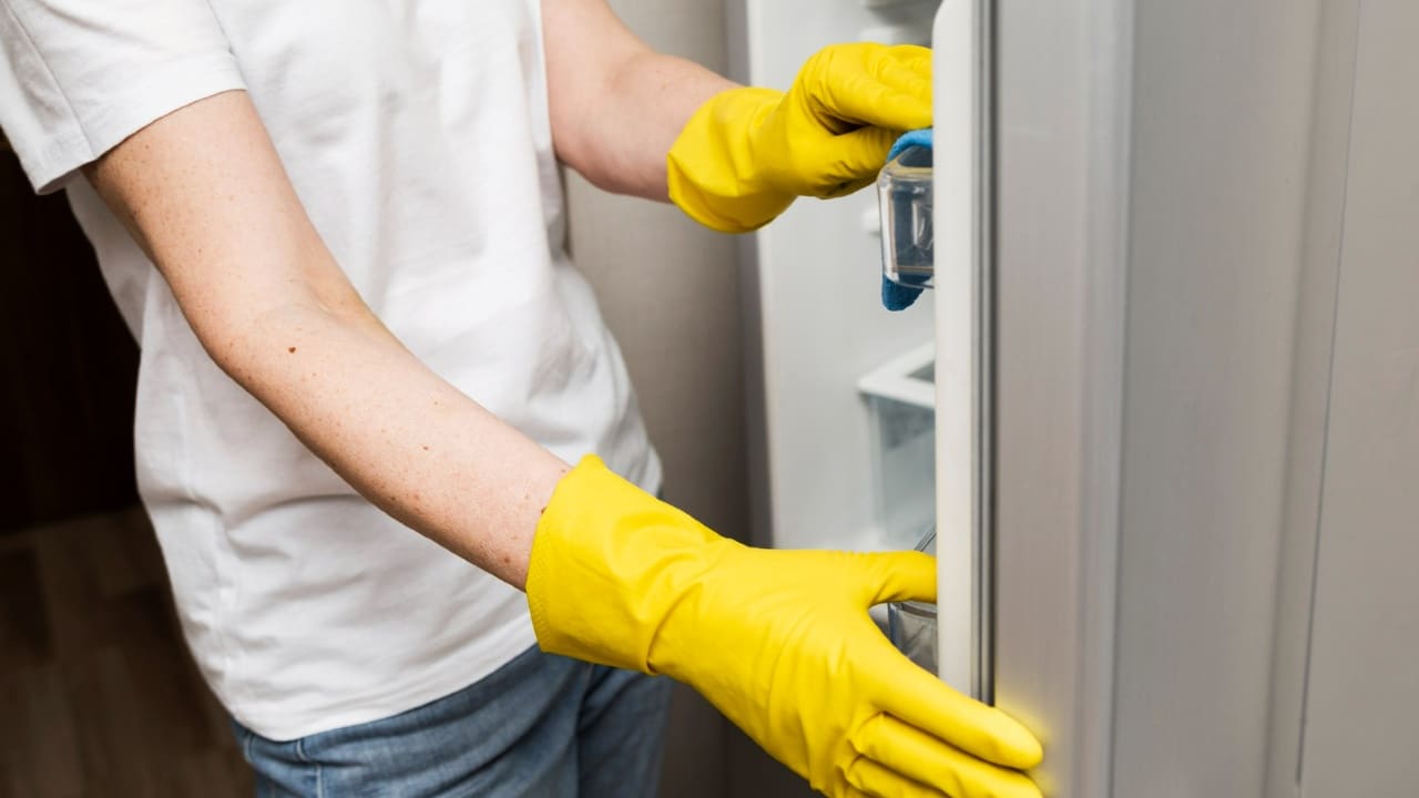 manchas amarillentas en el microondas