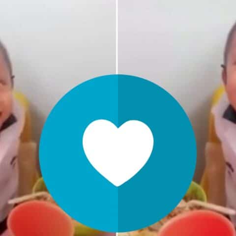 Niño le guarda parte de su lunch escolar a su mamá