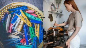 usar una pinza cuando cocinas