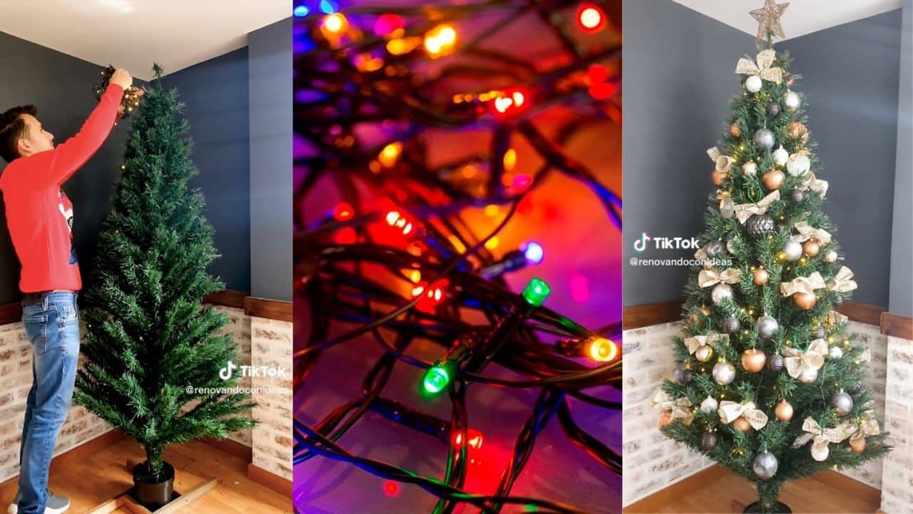 truco poner luces arbol