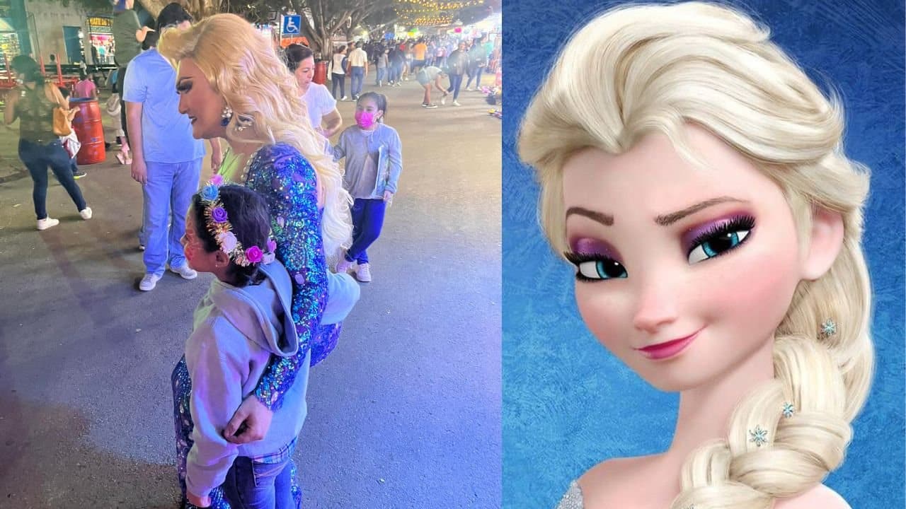 confunden drag queen con elsa