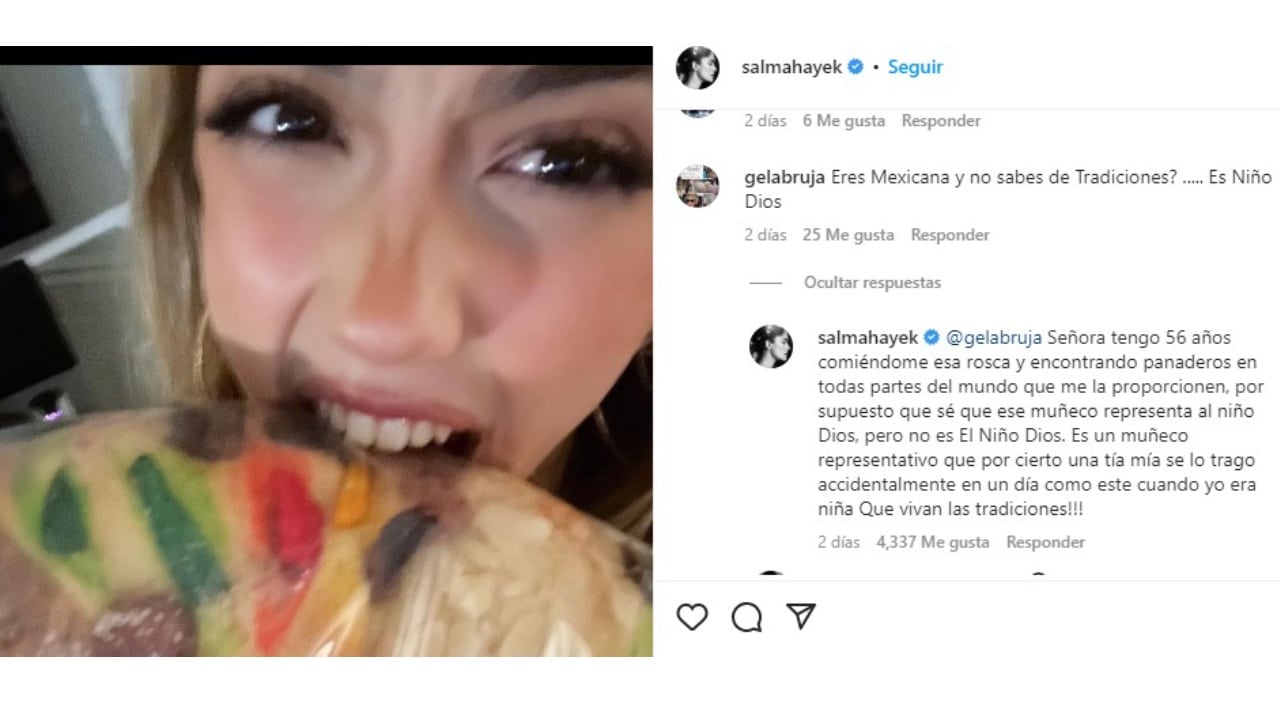 Salma Hayek llama 'muñeco' a la figura de la rosca de Reyes