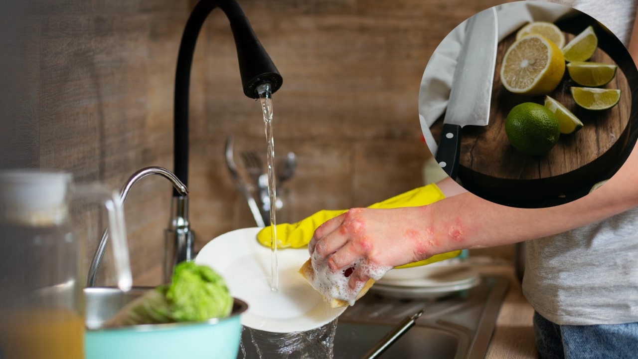 mezclas limón con jabón para trastes