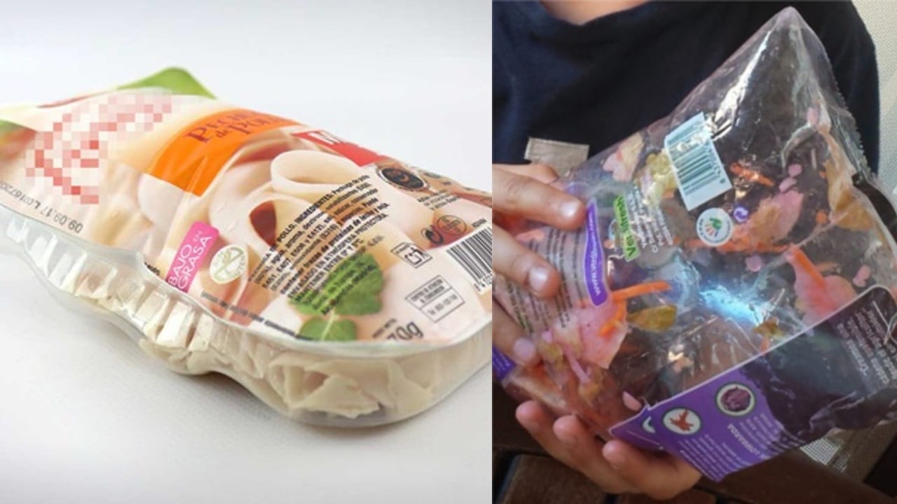 Envase de comida inflado