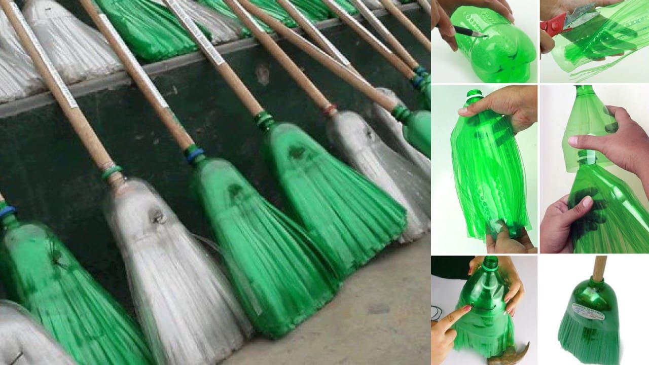 Cómo hacer una escoba con botellas de plástico