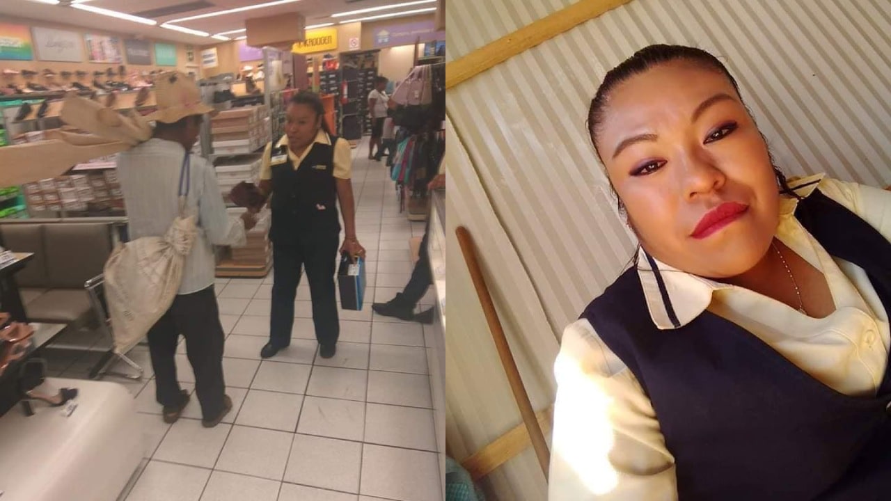 Vendedora le regala zapatos a abuelito