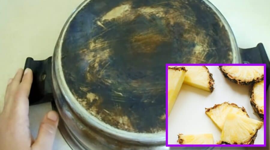 usar la piña para abrillantar tus ollas