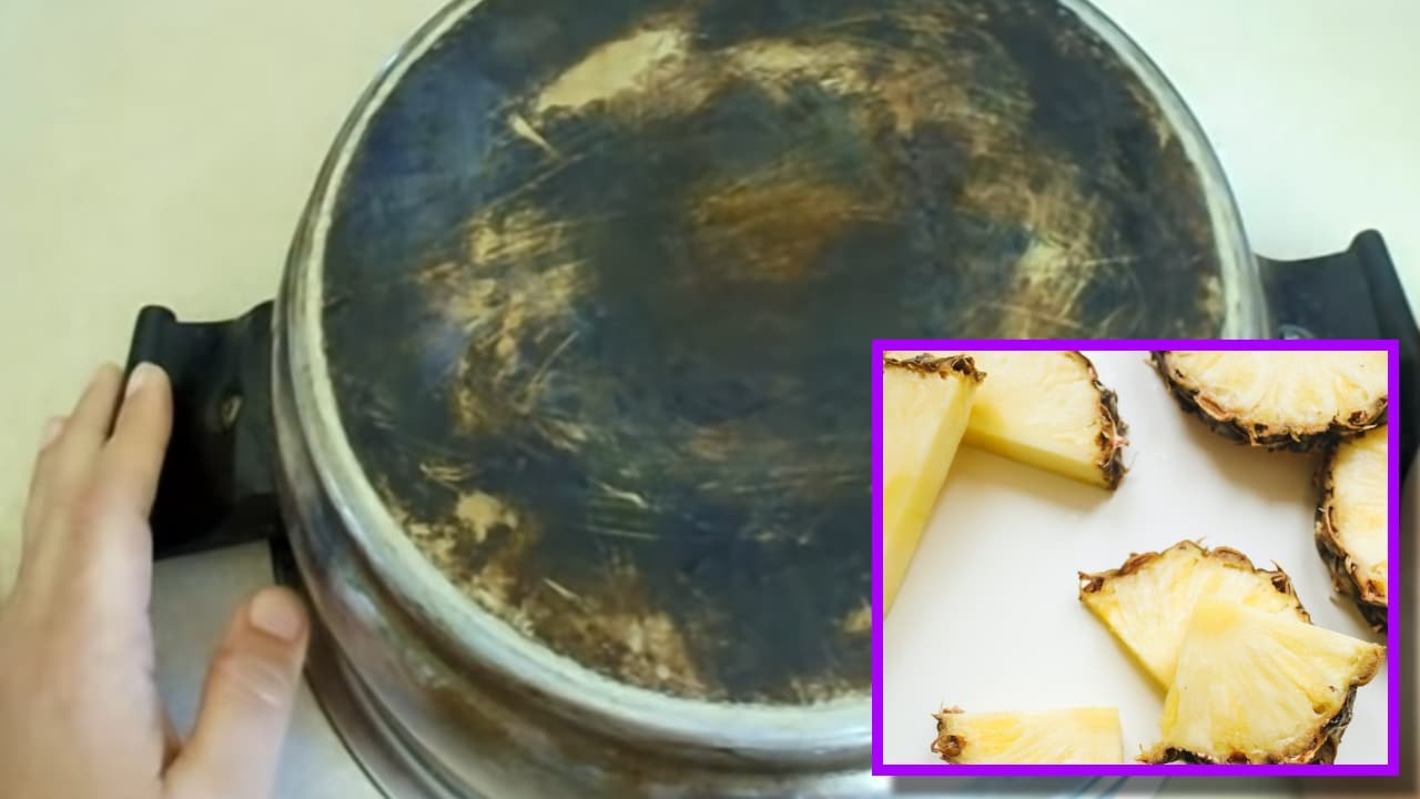 usar la piña para abrillantar tus ollas