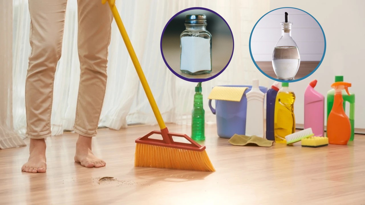 Limpiar escoba con sal y vinagre