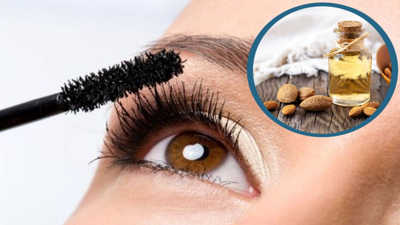 efecto de pestañas postizas con aceite de almendras